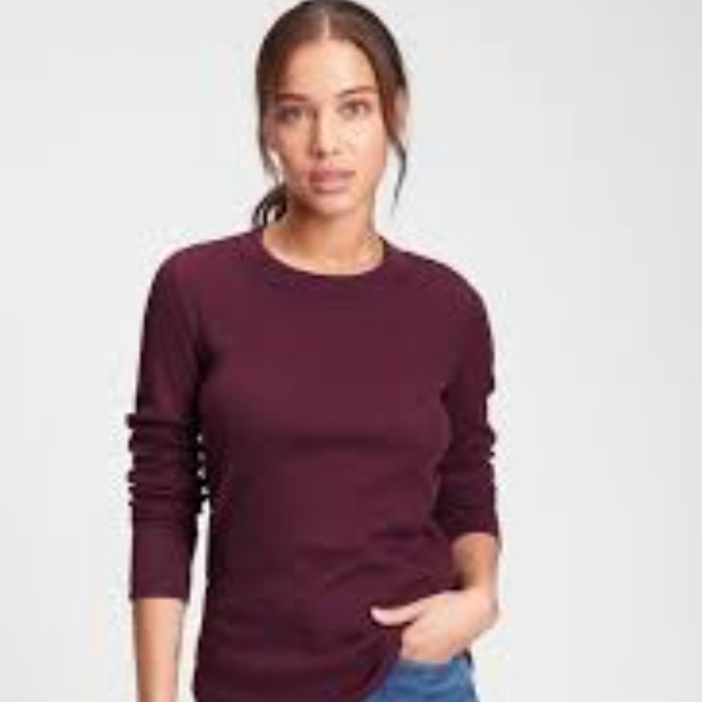 Women's Burgundy Long Sleeve Top Thermal